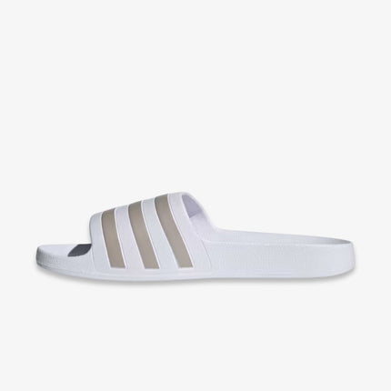 (Men's) Adidas Adilette Aqua Slides ‘White / Metallic Silver’ (2022) EF1730 - SOLE SERIOUSS (1)