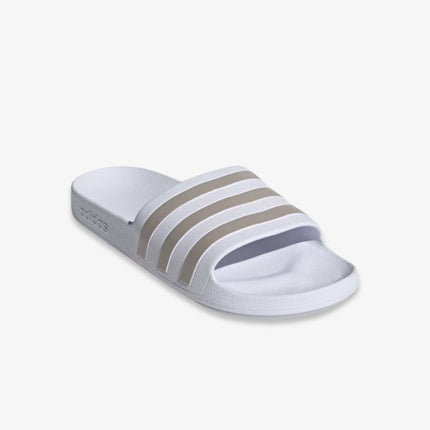 (Men's) Adidas Adilette Aqua Slides ‘White / Metallic Silver’ (2022) EF1730 - SOLE SERIOUSS (3)