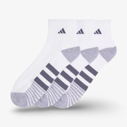(Men's) Adidas Superlite III Quarter Socks White / Grey (3 Pack) - SOLE SERIOUSS (2)