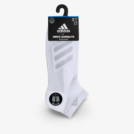 (Men's) Adidas Superlite Stripe III Low-Cut Socks White / Clear Onix (3 Pack) - SOLE SERIOUSS (3)