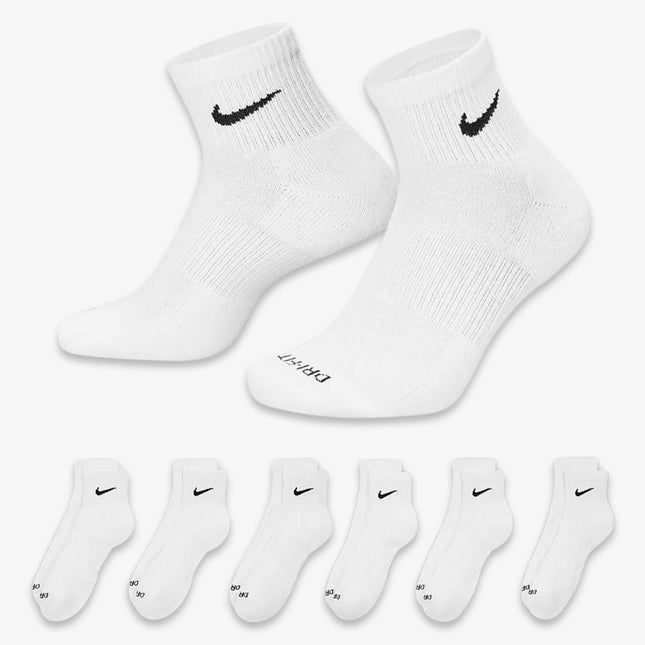 Nike Everyday Plus Cushioned Mid Training Quarter Ankle Socks (6 Pack) White - SOLE SERIOUSS (1)