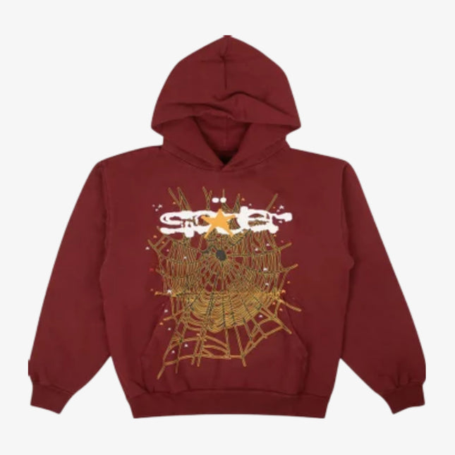Sp5der 'Sp5 Web' Pullover Hoodie Maroon / Gold FW22 - SOLE SERIOUSS (1)