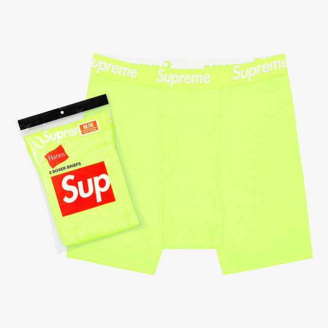 Supreme x Hanes Boxer Briefs (2 Pack) Fluorescent Yellow SS23 - SOLE SERIOUSS (1)