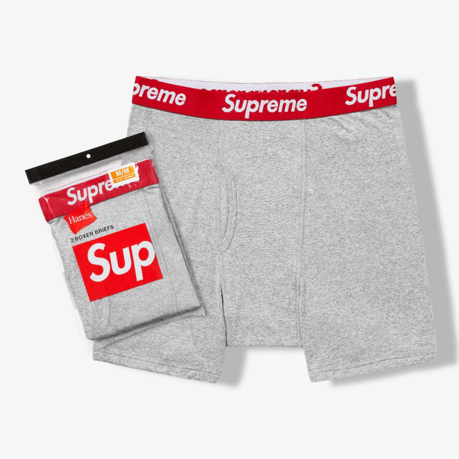 Supreme x Hanes Boxer Briefs (2 Pack) Heather Grey SS24 - SOLE SERIOUSS (1)