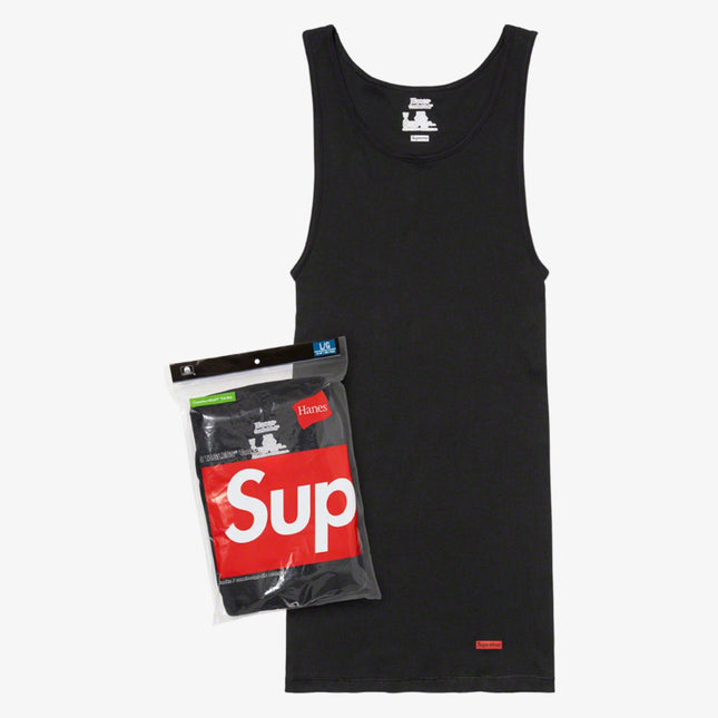 Supreme x Hanes Tagless Tank Tops (3 Pack) Black SS23 - SOLE SERIOUSS (1)
