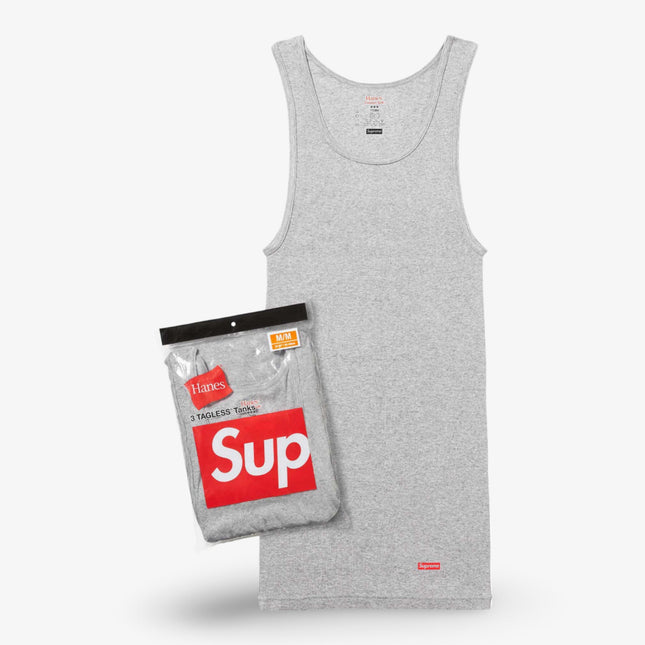 Supreme x Hanes Tagless Tank Tops (3 Pack) Heather Grey - SOLE SERIOUSS (1)