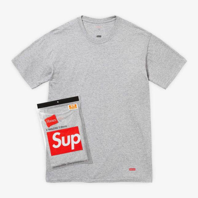 Supreme x Hanes Tagless Tees (2 Pack) Heather Grey SS24 - SOLE SERIOUSS (1)