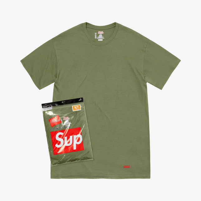 Supreme x Hanes Tagless Tees (2 Pack) Olive SS22 - SOLE SERIOUSS (1)