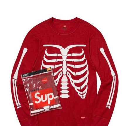 Supreme x Hanes Thermal Crew (1 Pack) 'Bones' Red FW21 - SOLE SERIOUSS (1)