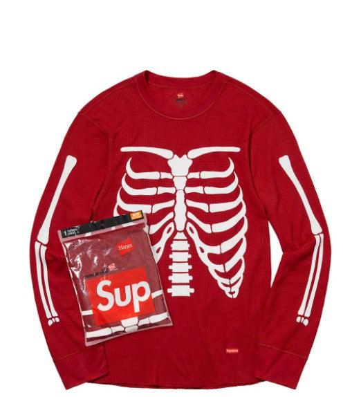 Supreme x Hanes Thermal Crew (1 Pack) 'Bones' Red FW21 - SOLE SERIOUSS (1)