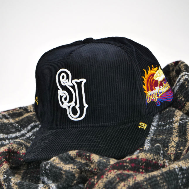 dvniel.luu 'OG SJ: Serve with Joy'' Snapback Hat Black Corduroy / Green | SOLE SERIOUSS [1]