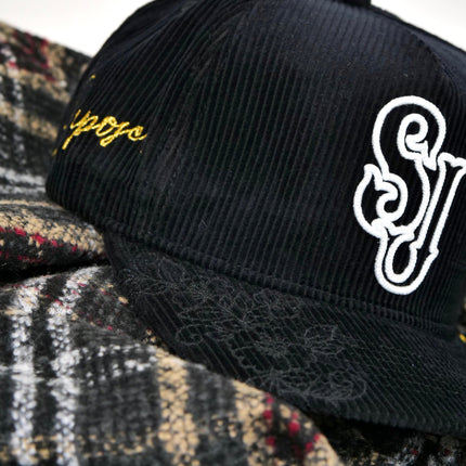 dvniel.luu 'OG SJ: Serve with Joy'' Snapback Hat Black Corduroy / Green | SOLE SERIOUSS [3]