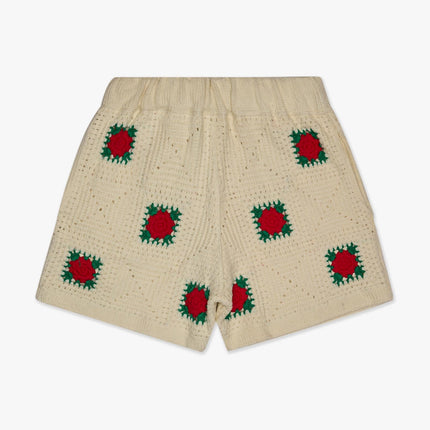 6TH NBRHD 'Handmade' Knit Shorts with Rose Motif Cream / Green | SOLE SERIOUSS [2]