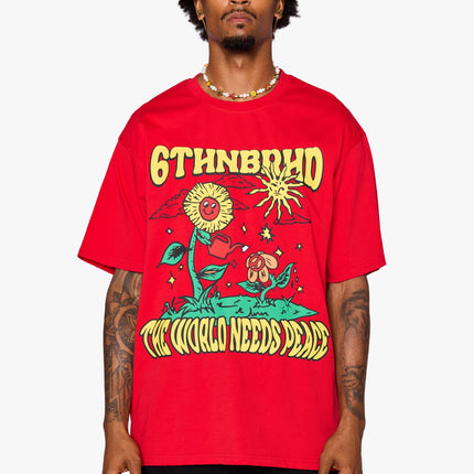 6TH NBRHD 'Need Peace' Oversized Tee Red | SOLE SERIOUSS [1]
