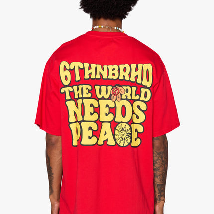6TH NBRHD 'Need Peace' Oversized Tee Red | SOLE SERIOUSS [2]