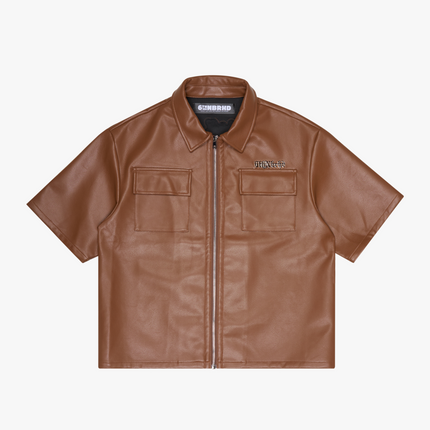 6TH NBRHD 'Chaos' Faux Leather Shirt Mocha | SOLE SERIOUSS [1]