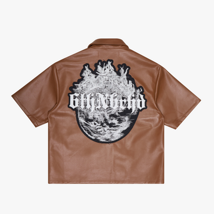 6TH NBRHD 'Chaos' Faux Leather Shirt Mocha | SOLE SERIOUSS [2]