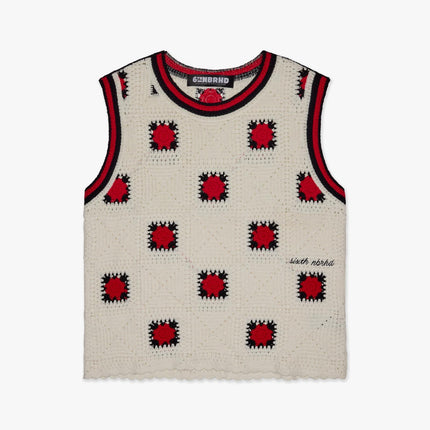 6TH NBRHD 'Antalia' Boxy Fit Crochet Vest White / Black | SOLE SERIOUSS [1]