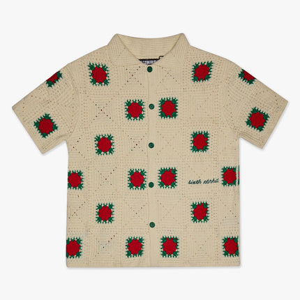 6TH NBRHD 'Bazzar' Knit Woven Shirt Cream / Green | SOLE SERIOUSS [1]