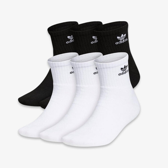 Adidas Trefoil Mid Quarter Socks (6 Pack) White / Black BH6436 - SOLE SERIOUSS (1)