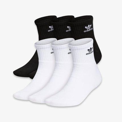 Adidas Trefoil Mid Quarter Socks (6 Pack) White / Black - SOLE SERIOUSS (1)
