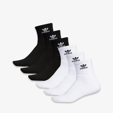 Adidas Trefoil Mid Quarter Socks (6 Pack) White / Black - SOLE SERIOUSS (2)