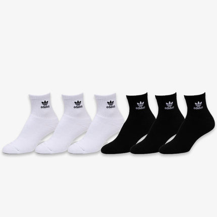 Adidas Trefoil Mid Quarter Socks (6 Pack) White / Black - SOLE SERIOUSS (3)