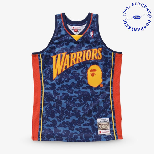 BAPE / A Bathing Ape x Mitchell and Ness x NBA 'Golden State Warriors / ABC' Basketball Swingman Jersey Navy Blue / Orange (FW18) | SOLE SERIOUSS [1]