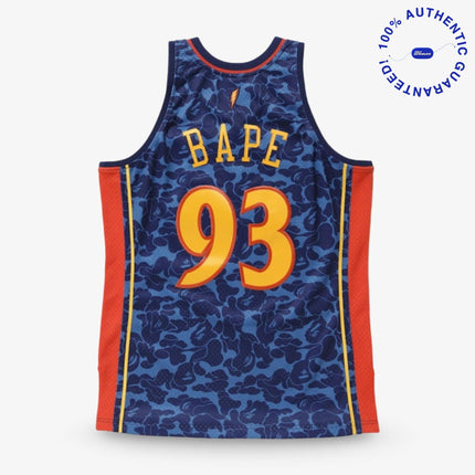BAPE / A Bathing Ape x Mitchell and Ness x NBA 'Golden State Warriors / ABC' Basketball Swingman Jersey Navy Blue / Orange (FW18) | SOLE SERIOUSS [2]