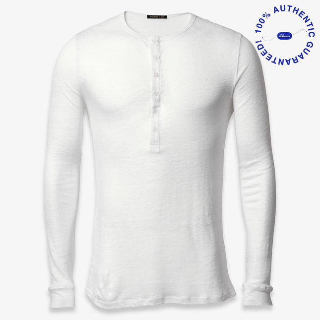 Balmain x H&M Linen Henley Long Sleeve Shirt White (FW15) | SOLE SERIOUSS [1]