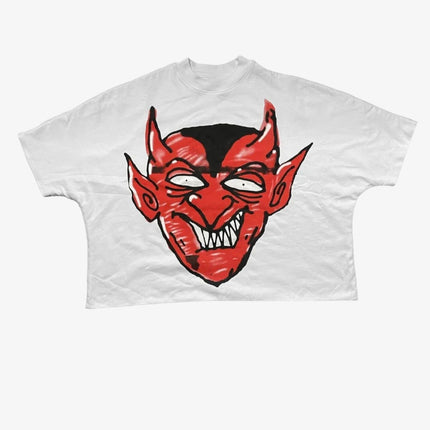 Billionaire Studios 'Bills Demon' Double Layered Oversized Boxy Crop T-Shirt White / Red - SOLE SERIOUSS (1)