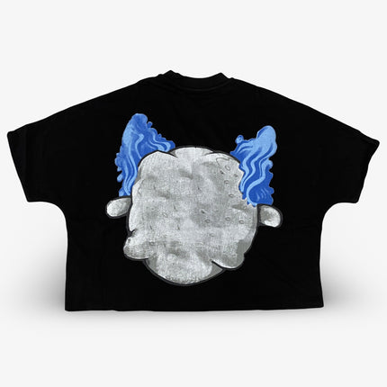 Billionaire Studios 'Bloo Frown' Double Layered Oversized Boxy Crop T-Shirt Black / Blue - SOLE SERIOUSS (2)