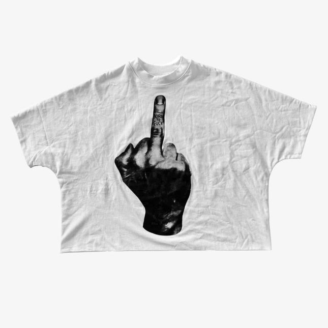 Billionaire Studios 'Born Finger' Double Layered Oversized Boxy Crop T-Shirt White / Black - SOLE SERIOUSS (1)