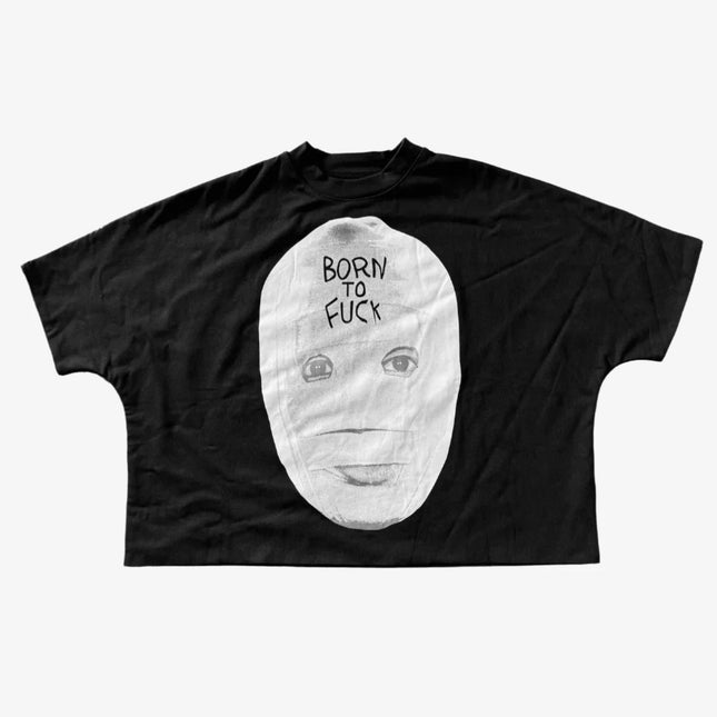 Billionaire Studios 'Born2 Bandage/ Born to F*ck' Double Layered Oversized Boxy Crop T-Shirt Black / White - SOLE SERIOUSS (1)