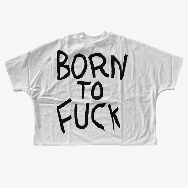 Billionaire Studios 'Born2 / Born to F*ck' Double Layered Oversized Boxy Crop T-Shirt White / Black - SOLE SERIOUSS (1)