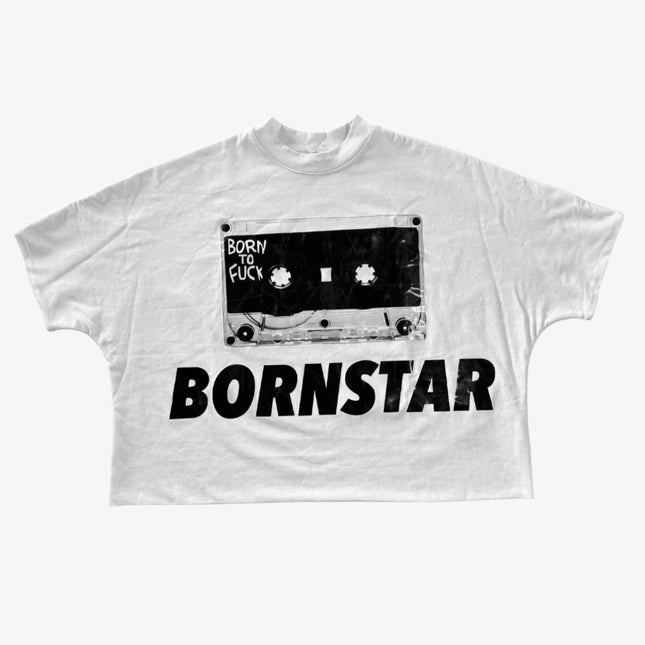 Billionaire Studios 'Bornstar Tape' Double Layered Oversized Boxy Crop T-Shirt White / Black - SOLE SERIOUSS (1)