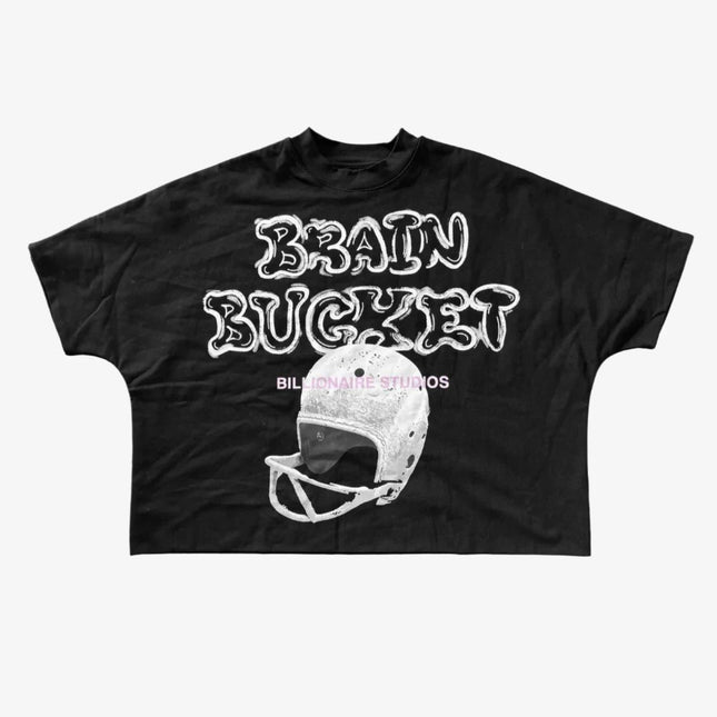 Billionaire Studios 'Brain Bucket' Double Layered Oversized Boxy Crop T-Shirt Black / White - SOLE SERIOUSS (1)