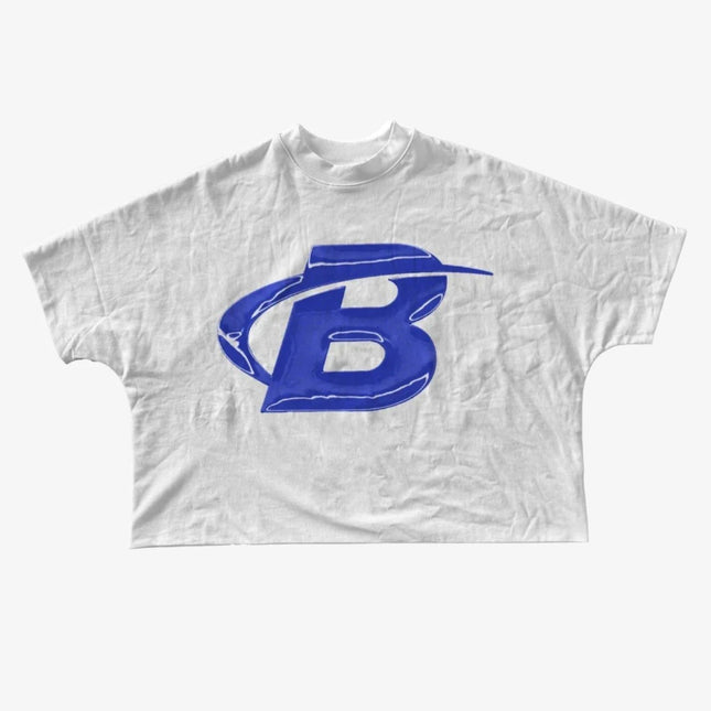 Billionaire Studios 'Sport Blooberry B' Double Layered Oversized Boxy Crop T-Shirt White / Blue - SOLE SERIOUSS (1)