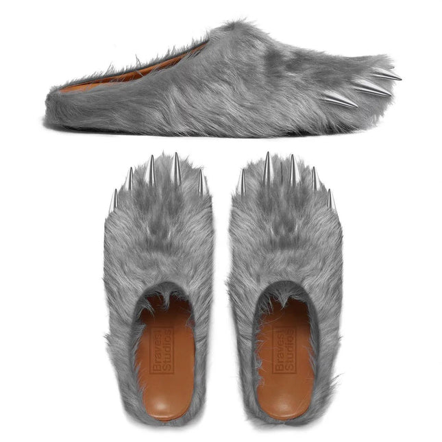 Bravest Studios 'Bear Claw' Mules Grey