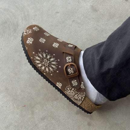 Bravest Studios 'Paisley V2' Suede Clogs Mocha Brown