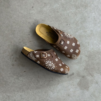 Bravest Studios 'Paisley V2' Suede Clogs Mocha Brown