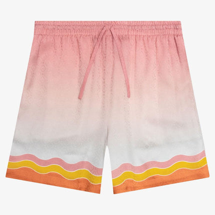 Casablanca 'Rainbow Monogram' Printed Silk Shorts White - SOLE SERIOUSS (1)