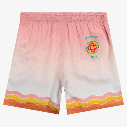 Casablanca 'Rainbow Monogram' Printed Silk Shorts White - SOLE SERIOUSS (2)