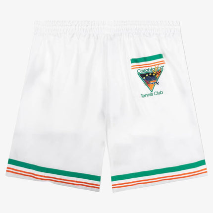 Casablanca 'Tennis Club Icon' Silk Twill Shorts White - SOLE SERIOUSS (2)