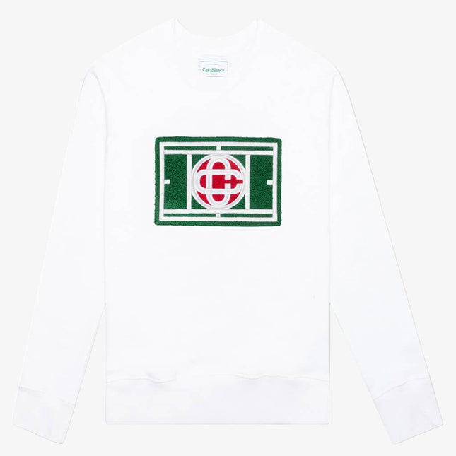 Casablanca 'Tennis Court' Chenille Embroidered Sweatshirt White - SOLE SERIOUSS (1)