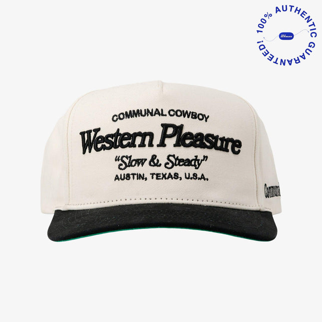 Communal Cowboy 'Western Pleasure / Slow and Steady' Snapback Hat Black / Vintage White | SOLE SERIOUSS [1]