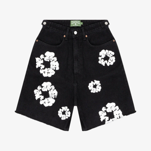Denim Tears Jean Shorts 'The Cotton Wreath' Black (SS24) 404-010