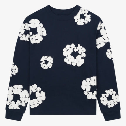 Denim Tears L/S Long Sleeve T-Shirt 'The Cotton Wreath' Navy (FW24) | SOLE SERIOUSS [1]