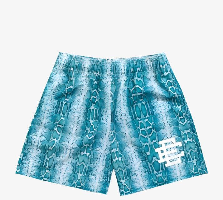 Blue fashion snakeskin shorts