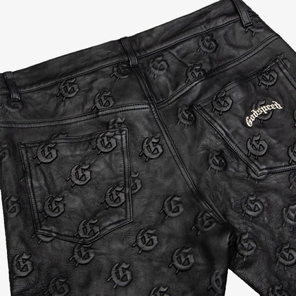 Godspeed 'G Print' Premium Leather Embossed Pants Black - SOLE SERIOUSS (3)